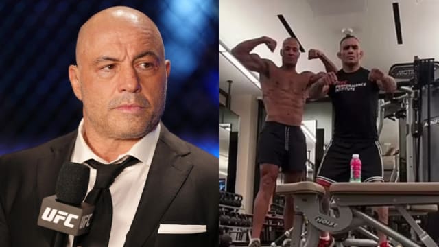 UFC color commentator Joe Rogan, Tony Ferguson, and David Goggins.